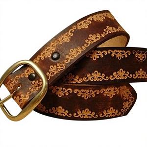 Ceintures en cuir de buffle véritable imprimé de marque personnalisée, modèle solide, carré, acier, durable, écologique, couleurs variées - Product Image 2