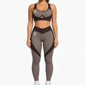 Women's 2 Piece Yoga Set High Waist Seamless <b>Leggings</b> <b>Crop</b> Top Racerback Activewear Spandex/Nylon Four-Way Stretch - Product Image 1