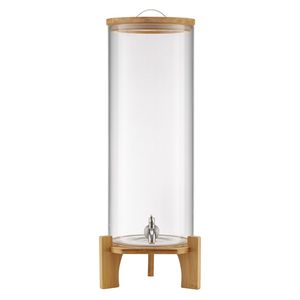 Dispenser per Bevande da 3,5 Galloni con Rubinetto in Acciaio Inox, Dispenser per Succhi in Vetro, Supporto in Legno, Kit per Feste con Ghiaccio - Product Image 1