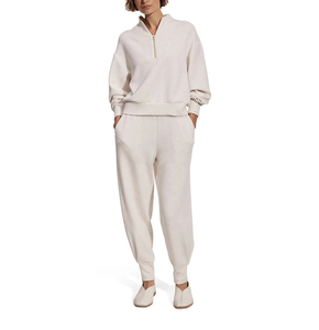 2026 <b>Women</b> <b>Half</b> <b>Zip</b> Pullover Fleece casual streetwear Drop Shoulder figures breathable Eco friendly hoodies Knitted Long Sleeve - Product Image 1