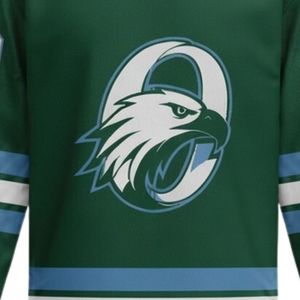 Camiseta Deportiva de Hockey sobre Hielo Sublimada Verde y Blanca para Hombre, Cuello en V, Manga Larga, de Poliéster, para Entrenamiento y Partidos - Product Image 5