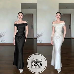 Vestidos Maxi de Lujo para Mujer, Sensuales, con Hombros Descubiertos, Ajustados al Cuerpo, de Seda, Fabricados en Vietnam - Product Image 2