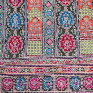 Pure Banarasi <b>Silk</b> Soft Jacquard Brocade Geometric Pattern Multi-Color Dark Green Base Medium Weight for Apparel-Wedding/Special - Product Image 6