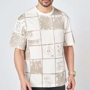 Camiseta de algodón oversize para hombre con lavado ácido, manga corta, cuello redondo, estampada, estilo urbano, para uso casual, hip hop - Product Image 3