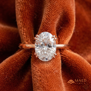 18K Rose Gold Plated Oval Diamond <b>Ring</b> – Romantic Double-Prong Minimalist Solitaire <b>Dainty</b> Rose Gold Oval Anniversary <b>Ring</b> - Product Image 1