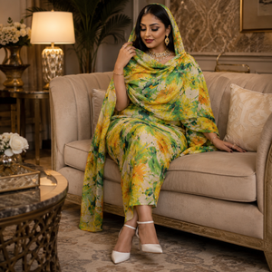 Toub soudanais élégant 100% coton voile imprimé numériquement |   Tissu pour robe traditionnelle, 58 pouces de large, motif floral vibrant, look chic - Product Image 3