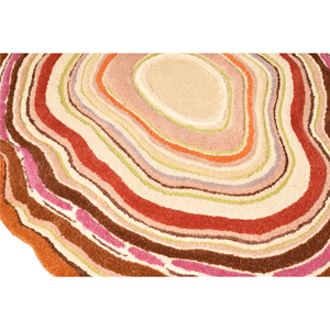Tapis moderne en laine tufté à la main, motif abstrait, inspiré de tranches d'agate, anneaux concentriques, contour sculpté multicolore - Product Image 4