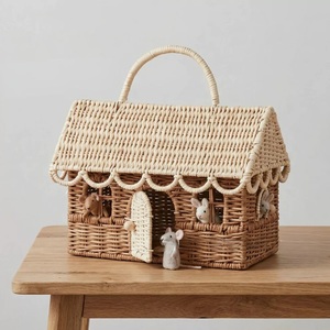 Wholesale High Quality Handcrafted Cottage House Shaped Rattan Storage <b>Basket</b> Suitable for Baby Nursery Storage - Product Image 3