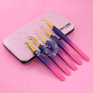 Pinzas para extensión de pestañas de calidad, punta de fibra, pinzas para pestañas, Punta curva de volumen, pinzas Premium para pestañas Mega Volume ligeras - Product Image 6