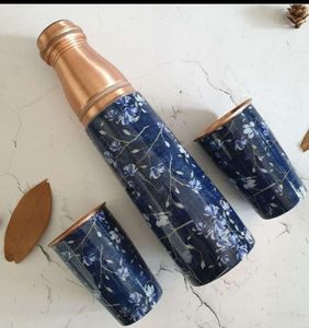 Bouteille d'eau en cuivre pur finition brossée minimaliste, gourde métallique, fournisseur en gros - Product Image 2