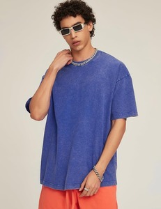 T-shirt gris oversize en coton à manches courtes et col rond, style streetwear décontracté, coupe jersey délavée, couleur unie pour homme - Product Image 2
