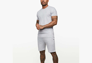 Wholesale Custom Heavy Duty Washed Unisex Retro Round Neck Short Sleeved T Shirts and Shorts <b>Set</b> for Men Women - Product Image 3