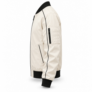 Chaqueta Bomber de Cuello Alto para Hombre, Primavera-Otoño, Venta al por Mayor, Chaqueta de Béisbol con Cierre, Color Beige - Product Image 2