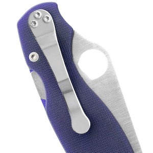 Couteaux de poche pliants en acier inoxydable avec lame à pointe tombante à bord droit et tranchant, manche texturé violet, trou pour le pouce et clip de poche - Product Image 5