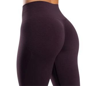 Leggings de compression sans couture taille haute Deep Plum pour femme, idéaux pour la gym, le fitness, le yoga, la course à pied, l'entraînement, résistants aux squats, extensibles dans quatre directions - Product Image 6