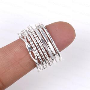 925 Sterling Silver Spinner Assorted Floral Geometric Pattern Wide <b>Fidget</b> <b>Rings</b> Anti Anxiety Meditation Band Vintage Jewelry - Product Image 6