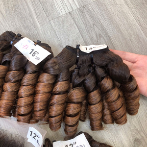 Venta al por mayor Super doble dibujado Virgen hinchable rizado Bundles Ombre Color Vietnamita Extensiones de cabello ondulado Cutícula alineada - Product Image 2