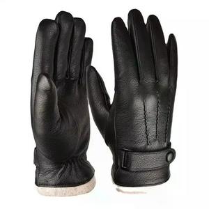 Gants d'hiver chauds en cuir véritable, doublés thermiquement, pour le travail en extérieur, la conduite et les voyages - Product Image 1