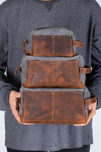 Custom Vintage Canvas Zipper Closure for Bag for Men-Waterproof Durable Large Capacity Travel Cosmetic <b>Case</b> LCTB-0001B - Product Image 6