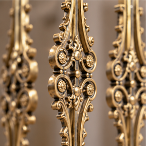 Elegant Gold Ornamental Metal <b>Stair</b> <b>Railing</b> with Baroque Scroll Balusters for Villas Hotels and Classic Interiors - Product Image 3