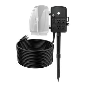 Cavo di prolunga da 7,6 m per esterni con 6 prese, 15A, copertura impermeabile e protezione da sovraccarico - Product Image 6