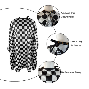 ผ้าคลุมตัดผมแบบกันน้ำสำหรับร้านตัดผม พร้อมปุ่มกระดุมปิด  ออกแบบลายพิมพ์โลโก้ร้านตัดผมตามสั่ง ผลิตจากโพลีเอสเตอร์ ขายส่ง - Product Image 3