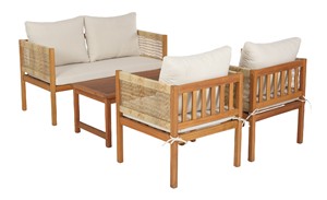 Ensemble de canapés d'extérieur en bois d'acacia de qualité supérieure | Dossier en osier tissé à la main moderne | Meubles écologiques et résistants aux intempéries | Fabriqué au Vietnam - Product Image 3