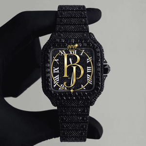 Montre automatique mécanique pour homme en acier inoxydable glacé, boîtier carré, cadran en cristal saphir, pierres de moissanite - Géométrique - Product Image 4