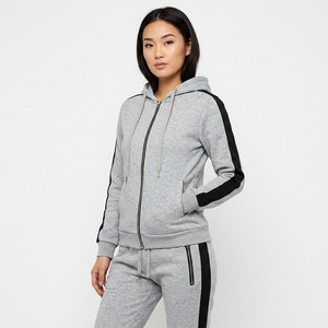 Ensemble survêtement gris à capuche pour homme, sweat-shirt et pantalon à fermeture éclair intégrale, couleur unie, tenue décontractée d'automne avec poches latérales - Product Image 5