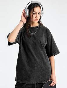 Camisetas Unisex Oversize de Algodón con Lavado Ácido y Estampado de Logo, Estilo Jersey Holgado para Verano, Tops Vintage Streetwear - Product Image 2
