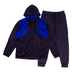 Ensemble de survêtement bleu marine à capuche pour homme – Sweat-shirt et pantalon longs avec design color block, respirant, idéal pour l'automne - Product Image 1