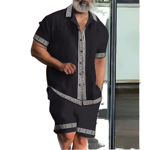 Ensembles pour hommes, chemise à manches courtes et short, imprimé estival, chemise décontractée, costume de plage deux pièces, nouvelle mode - Product Image 1