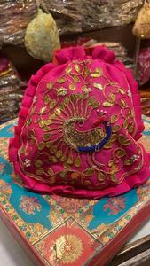 High Quality Women's Handmade Silk Wedding and Rakhi Gift <b>Bag</b> Indian Ethnic Potli Bridal Wristlet Great for Women Wedding Favor - Product Image 2