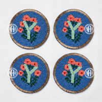 Ensemble de sous-verres perlés faits main en forme de rose, tapis de table élégants en perles de verre florales roses, dessous de verre pour tasses à thé, vente en gros, idéal pour offrir