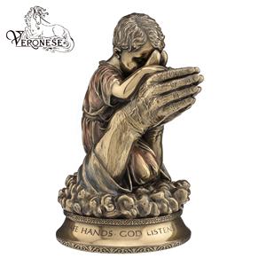 Artisanat en résine peinte à la main de luxe, série Fantasy de VERONESE DESIGN, charmants jumeaux chérubins jouant sur un horloge - Product Image 4