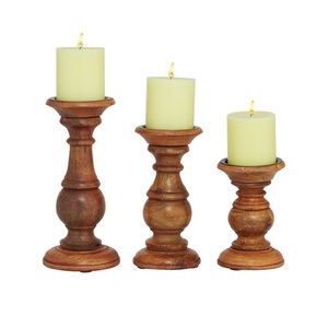 Support de bougie en bois rustique, fait main, décoration naturelle pour la maison, centre de table pour salle à manger, salon, chambre et bureau - Product Image 3