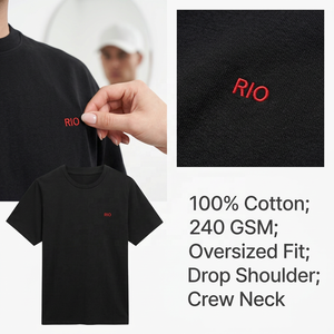 Custom Heavyweight Oversized T Shirt 240 GSM 100% Combed Cotton Drop Shoulder Mens Streetwear Tees Bangladesh Manufacturer - Product Image 4