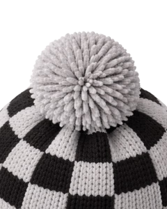 Gorro de Punto Personalizado a Cuadros Grises y Negros, Gorro de Invierno Cálido con Pompón, Gorro de Punto Grueso Unisex, Gorro con Logo Personalizado, Proveedor OEM - Product Image 5