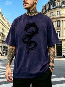 T-shirt Urbain Décontracté avec Effet Délavé pour Hommes et Garçons – Essentiel de la Mode Quotidienne Décontractée - Product Image 1