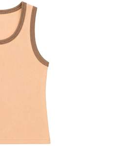 Manufacturer Custom <b>Peach</b> Beige Ribbed Cotton Men Tank <b>Top</b> Sleeveless Casual Slim Fit Summer Gym Vest Contrast Trim Custom Wear - Product Image 3