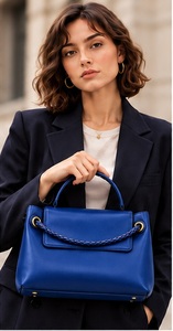 Premium Genuine Leather Top Handle Handbag <b>Women</b> Elegant Shoulder Bag Stylish Everyday Purse OEM ODM Large Capacity Button Shop - Product Image 3