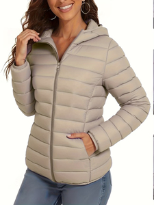 Muzamin Apparel Women Puffer <b>Jacket</b>-Windproof <b>Reversible</b> Eco-Friendly Quilted Autumn Thick Polyester Full Sleeve Solid Color - Product Image 4