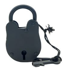 Antique Style Cast Iron <b>Padlock</b> with Keys Black Nickel Finish Irregular Shape Metal Craft for Art Collectible Use - Product Image 4