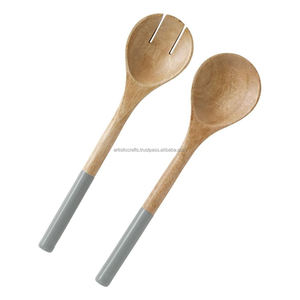 Vente chaude Bois D'acacia Écologique Salade Outils Long Manche Service Ustensiles Ensemble Lave-Vaisselle Micro-ondes En Bois Salade Serveur - Product Image 1