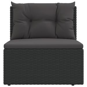 Black Poly <b>Rattan</b> Patio Middle Sofa with <b>Cushions</b> <b>Garden</b> Sofas - Product Image 4