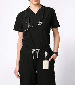 Combinaisons d'infirmières à manches courtes en polyester et élasthanne, étiquette privée du fabricant, pour hommes et femmes, uniformes médicaux d'hôpital - Product Image 1