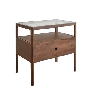 Table de chevet moderne en bois massif de pin et d'acacia avec tiroir Mobilier de maison pour hôtel et villa chambre ou chambre OEM du Vietnam - Product Image 1