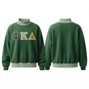 เสื้อสเวตเตอร์คอเต่าสีเทาสำหรับผู้หญิง ปักตัวอักษรฟิอัลฟาโอเมก้า แต่งแถบลายทาง สำหรับใส่ในฤดูใบไม้ร่วง - Product Image 4