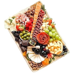 Plateau en bambou écologique Plateau carré jetable en feuille de palmier 14x10 pouces Plateau de service Lot de 50 carré en bois biodégradable - Product Image 1