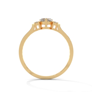 Bague en diamant en forme de cœur plaquée or, solitaire, avec pierres d'accentuation rondes pour femme - Product Image 3
